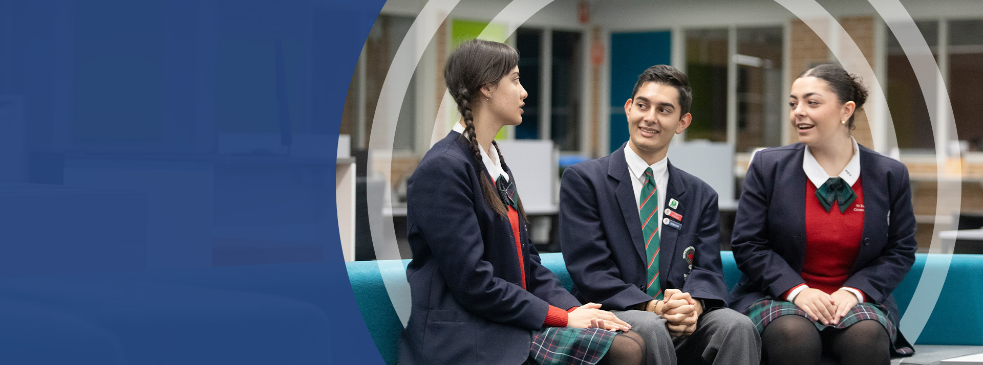 Students sitting together in the library at St John Paul II Catholic College Schofields