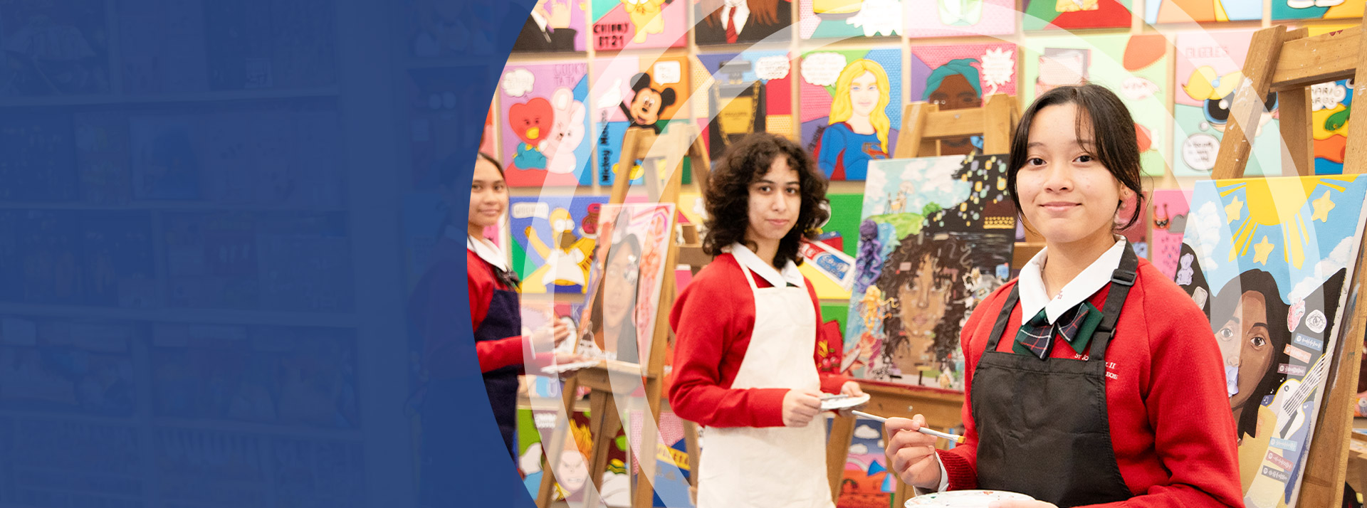 Students painting in the art room at St John Paul II Catholic College Schofields and Nirimba