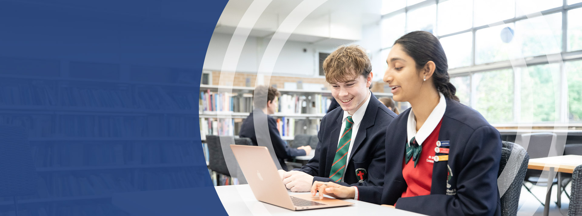 Students studying together in the library at St John Paul II Catholic College Schofields