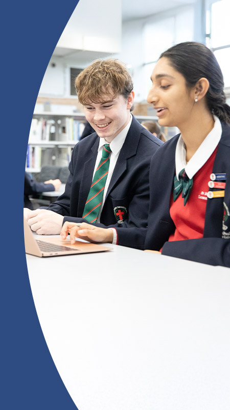 Students studying together in the library at St John Paul II Catholic College Schofields