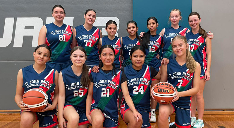 The St John Paul II Catholic College Schofields girls basketball team