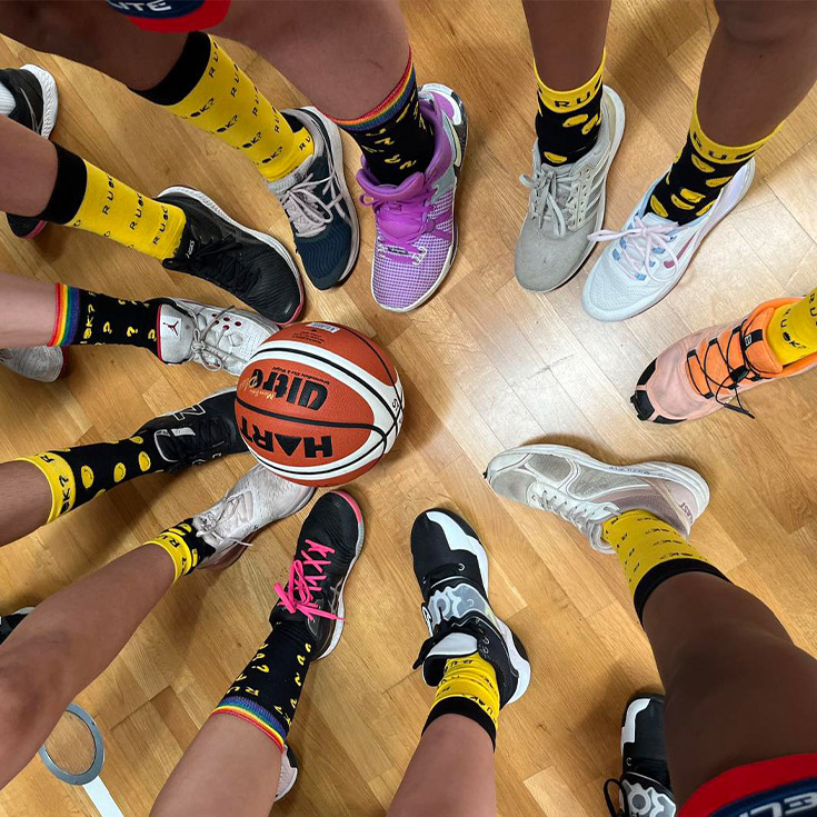 Students wearing R U OK socks to support mental health at St John Paul II Catholic College Schofields